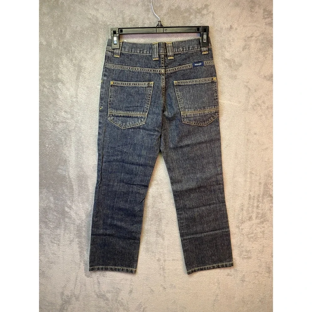 Wrangler Boys 10 Regular Five Star Straight Dark Wash Adjustable Waist Jeans
